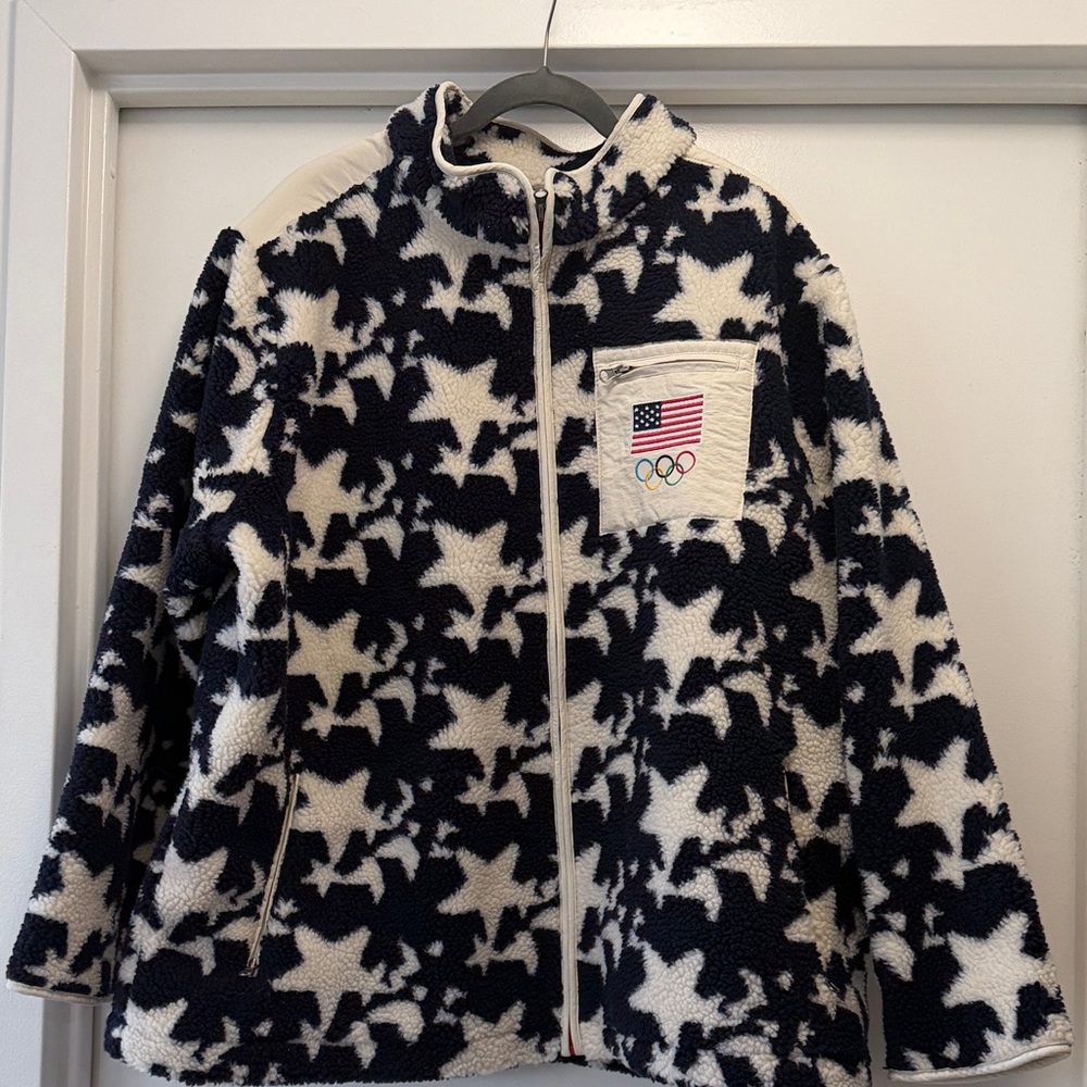 USA Olympic Fleece Jacket - Navy & White Star Pattern